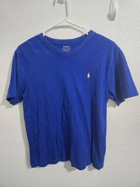 Ralph Lauren | V-Neck Tee in Royal Blue with Yellow Logo